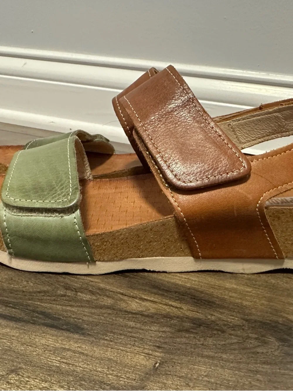 PIKOLINOS Brown and Green Leather Adjustable Slingback Sandals size 6.5 - Picture 8 of 12